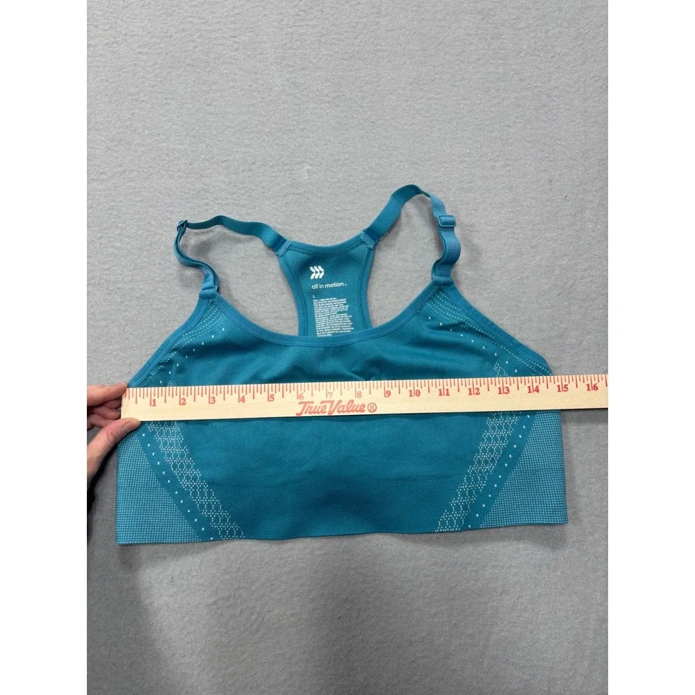 All in Motion Sports Bra Large Support Adjustable‎ Straps Teal Blue Workout